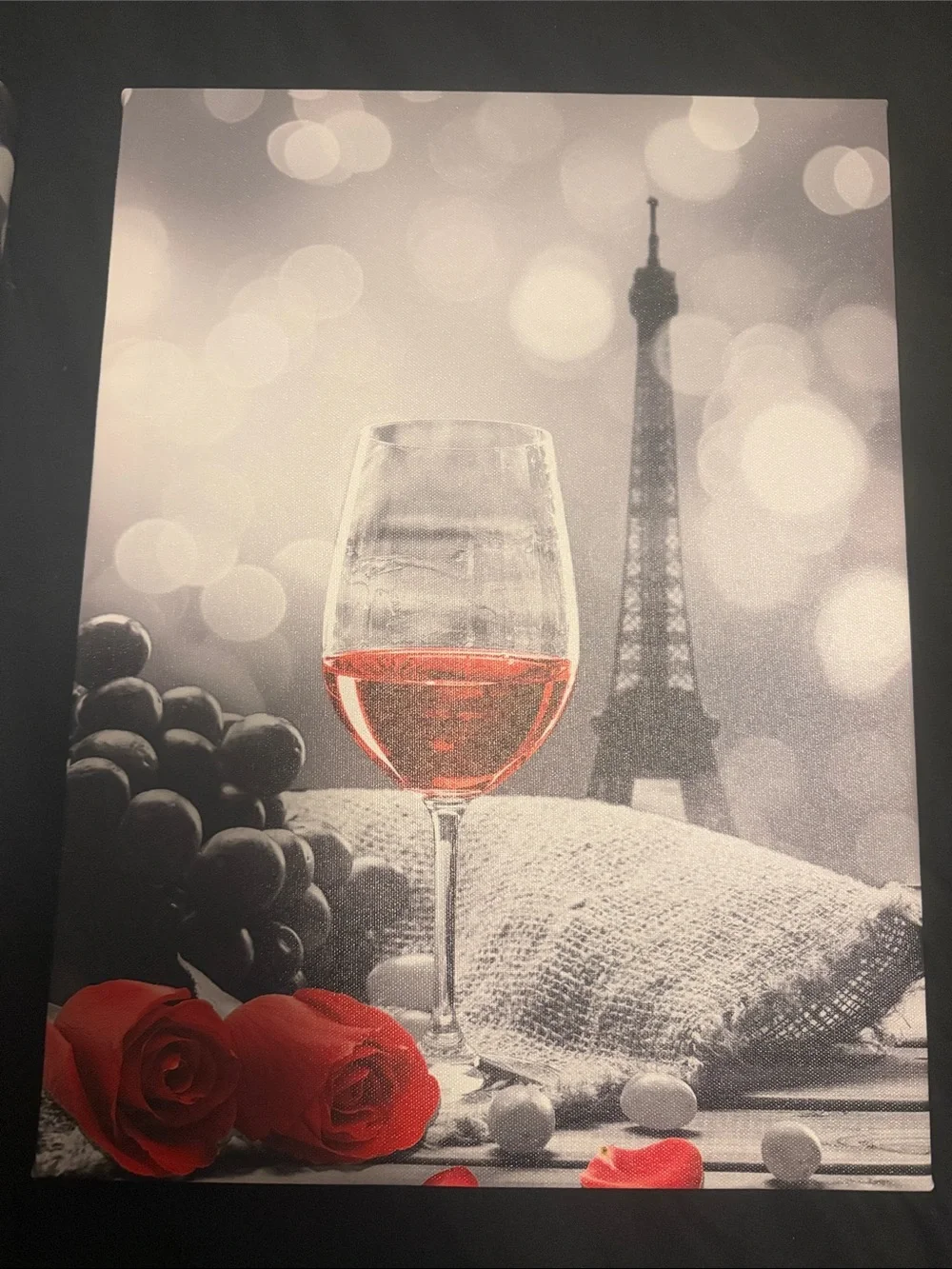 SHEIN Red Roses & Wine Glass Triptych Wall Art